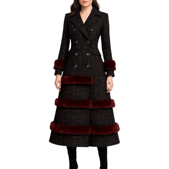 M Signature Label Collection Jackets & Blazers - Gorgeous Fur Trim Tweed Long Jacket The Iphigenyah